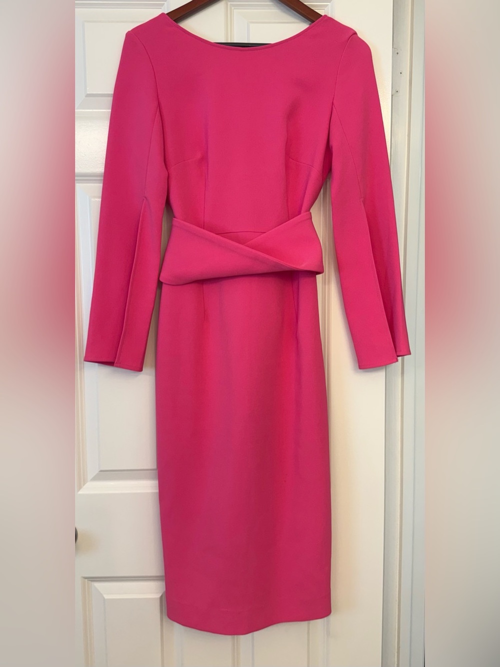 P.A.R.O.S.H. Hot Pink Fuchsia Wrap Waist Midi Dress Size Medium